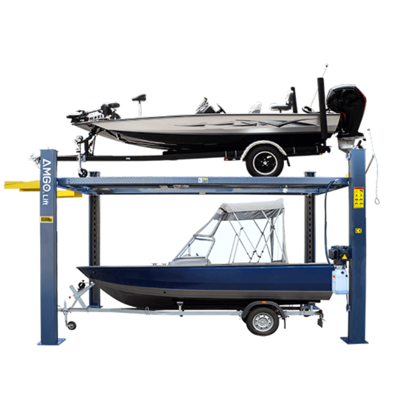 Amgo 408-HLX Four Post Boat Storage Lift - Adjustable Width; Extra Tall