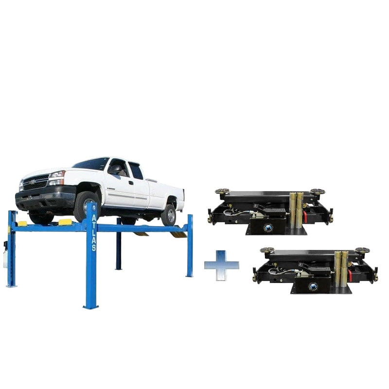 Atlas 414 14,000 LB 4-Post Lift + RJ8 Jacks Combo