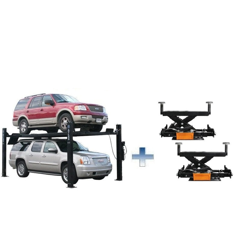 Atlas PRO9000 4 Post Lift + RJ6 Rolling Jacks Combo