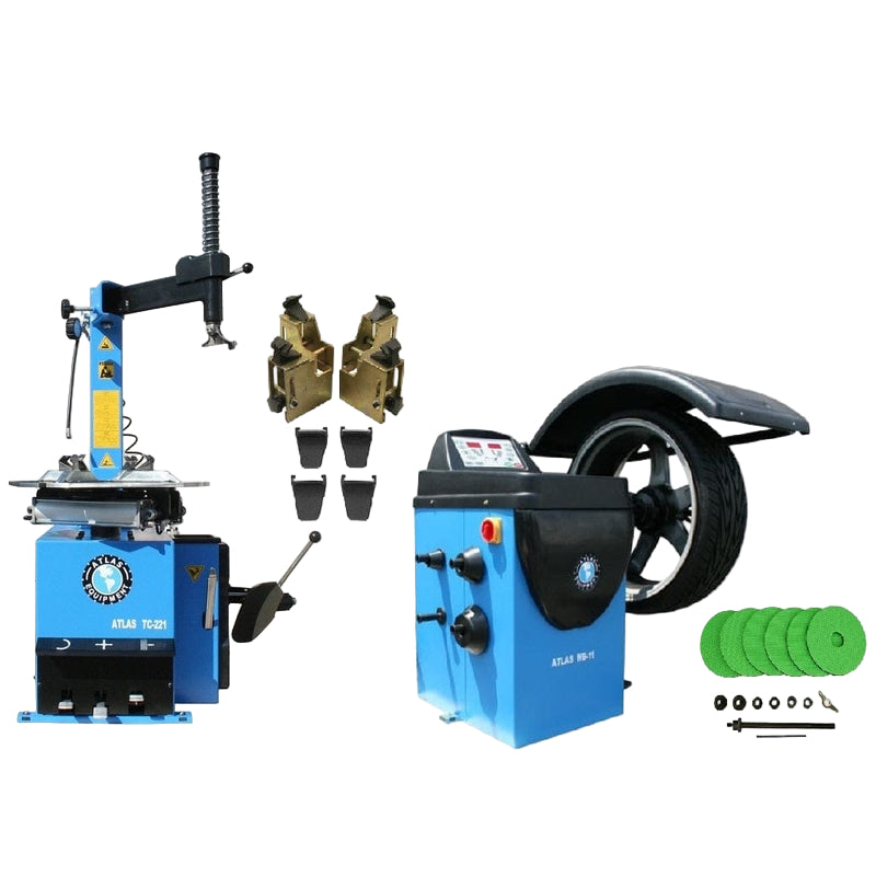 Atlas TC221 Tire Changer + WB11 Motorcycle Wheel Balancer Combo Package