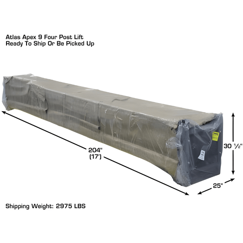 Atlas Apex 9 9,000 lb 4 Post Lift with (2) RJ45A Rolling Jack Combo
