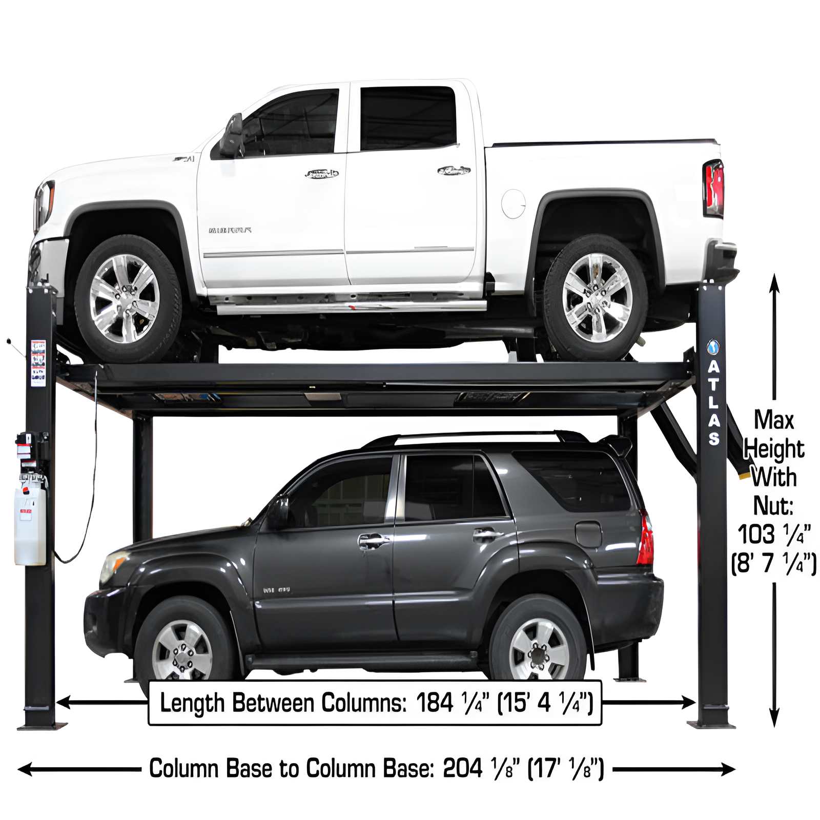 Atlas Apex 9 9,000 lb 4 Post Lift with (2) RJ45A Rolling Jack Combo