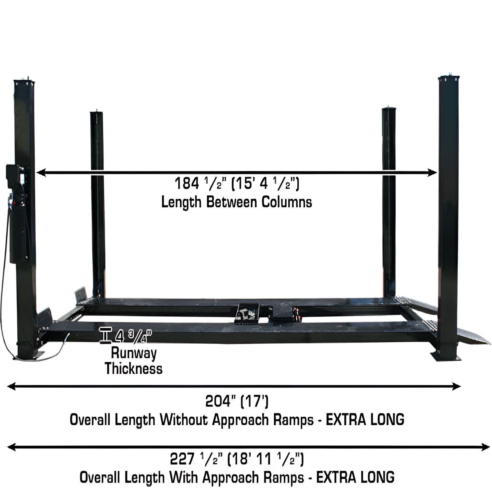Atlas Pro9000 4-Post Lift + (2) RJ45A Rolling Bridge Jack Combo