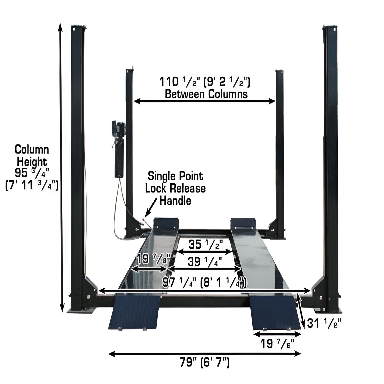 Atlas Pro9000 4-Post Lift + (2) RJ45A Rolling Bridge Jack Combo