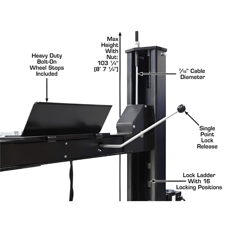 Atlas Apex 9 9,000 lb 4 Post Lift with (2) RJ45A Rolling Jack Combo
