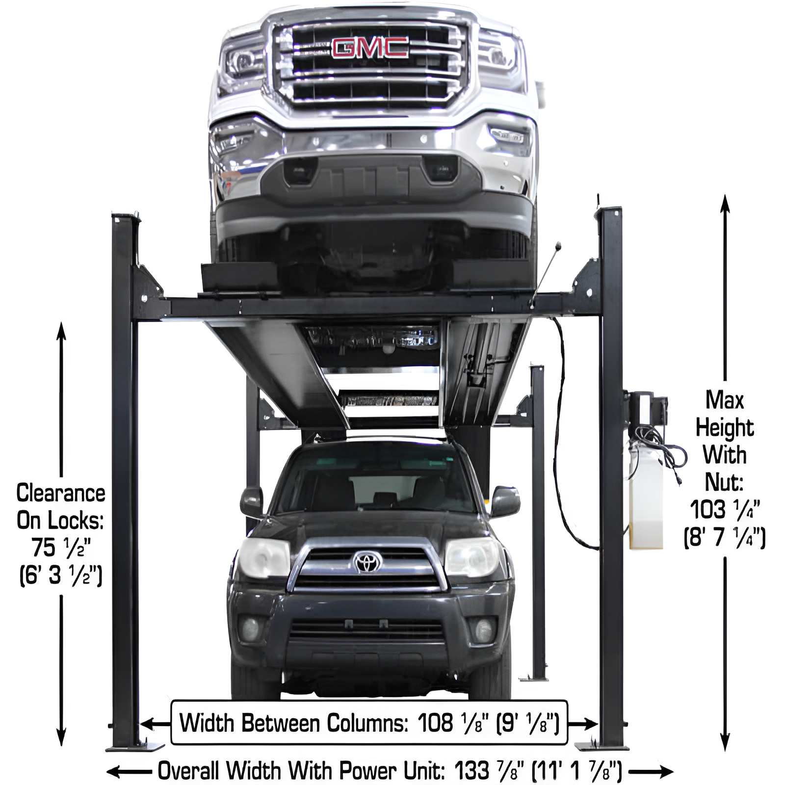 Atlas Apex 9 9,000 lb 4 Post Lift with (2) RJ45A Rolling Jack Combo