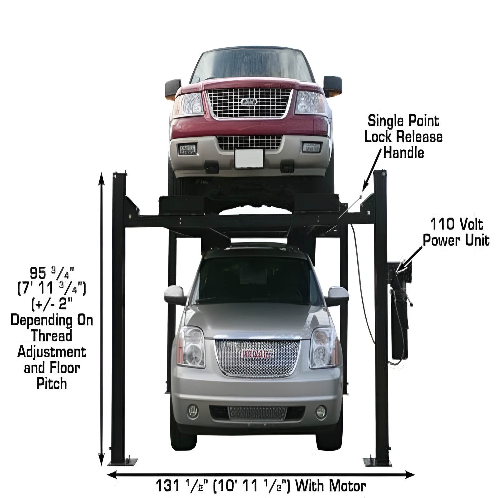 Atlas Pro9000 4-Post Lift + (2) RJ45A Rolling Bridge Jack Combo