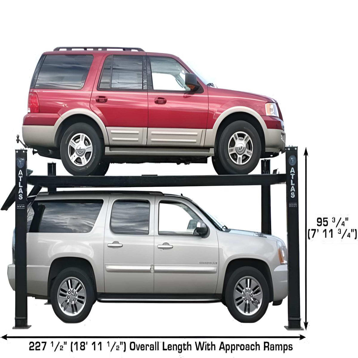 Atlas Pro9000 4-Post Lift + (2) RJ45A Rolling Bridge Jack Combo