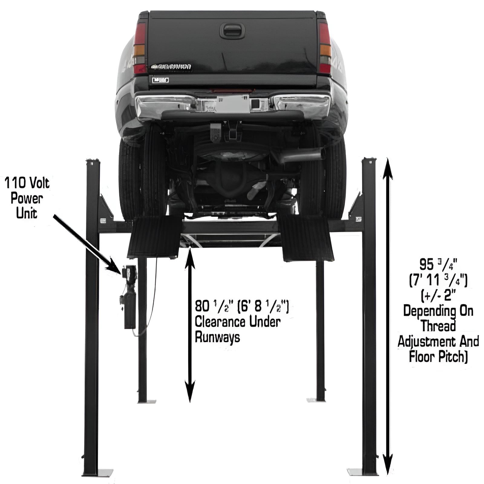 Atlas Pro9000 4-Post Lift + (2) RJ45A Rolling Bridge Jack Combo