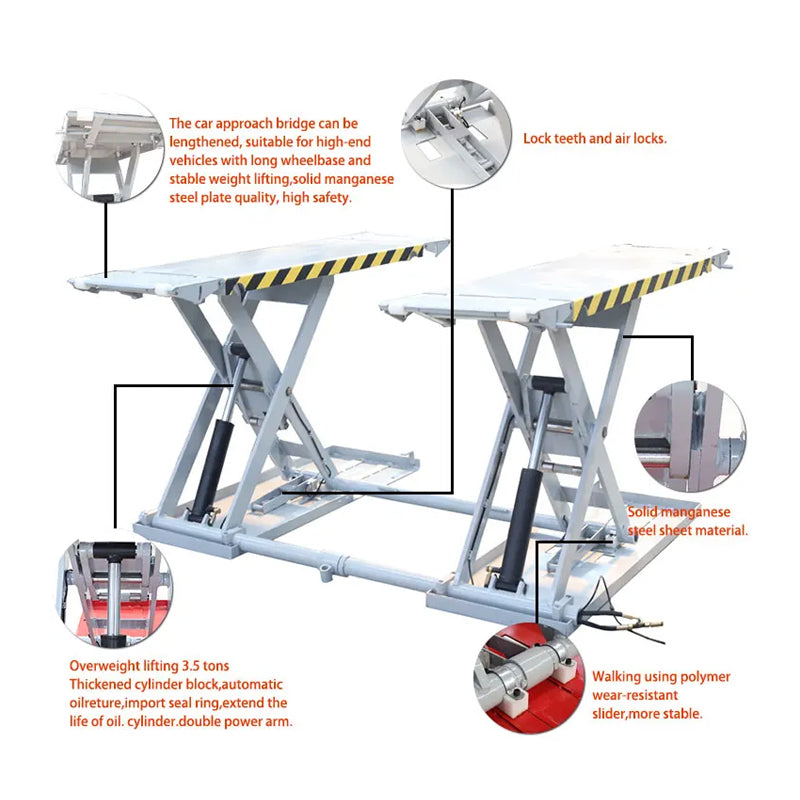 Mid Rise Movable Scissor Car Lift Cheap Mini Hydraulic Car Jack 4000kg Lifting Capacity Double Cylinder for Motorcycles