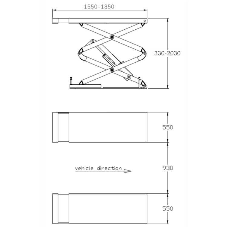 Original TLT635A Auto Car Lift Underground Scissor Hydraulic Lift with 3500KG Lifting Capacity