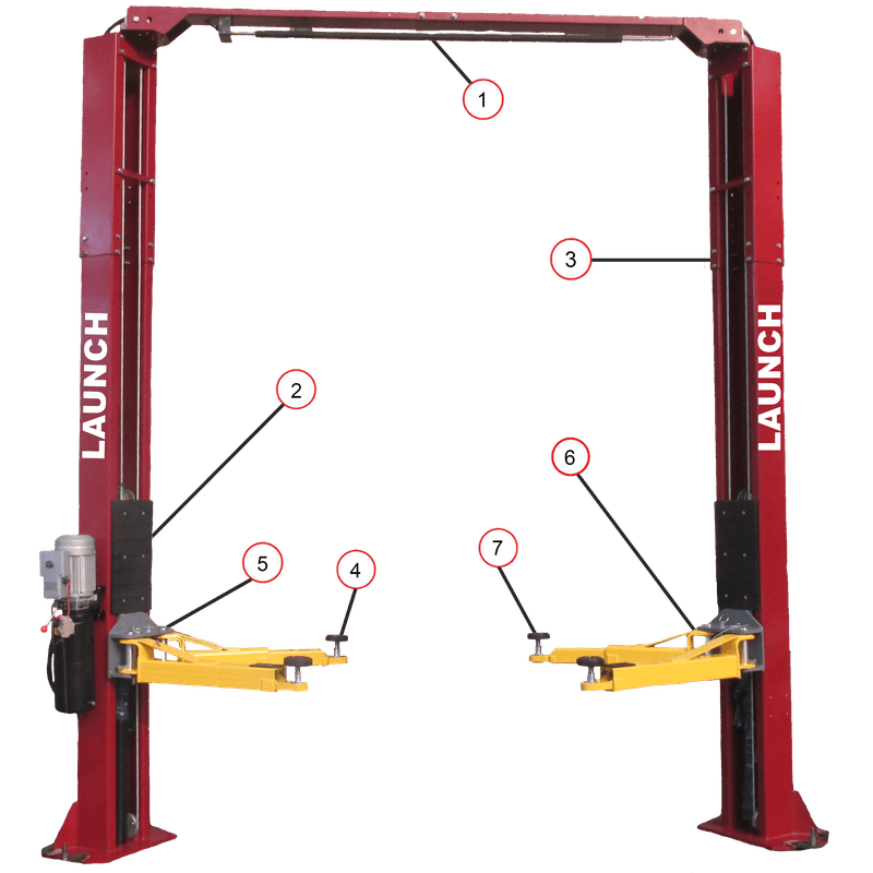 Launch Tech USA TLT240SC 9,000 lb Two Post Car Lift Clear Floor - Asymmetric