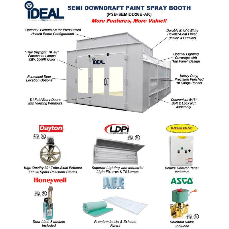 Semi Downdraft Paint Booth PSB-SEMIDD26-ASY-AK